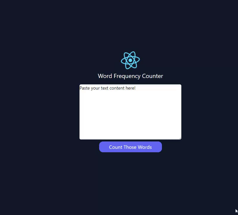 React Word Frequency Counter App